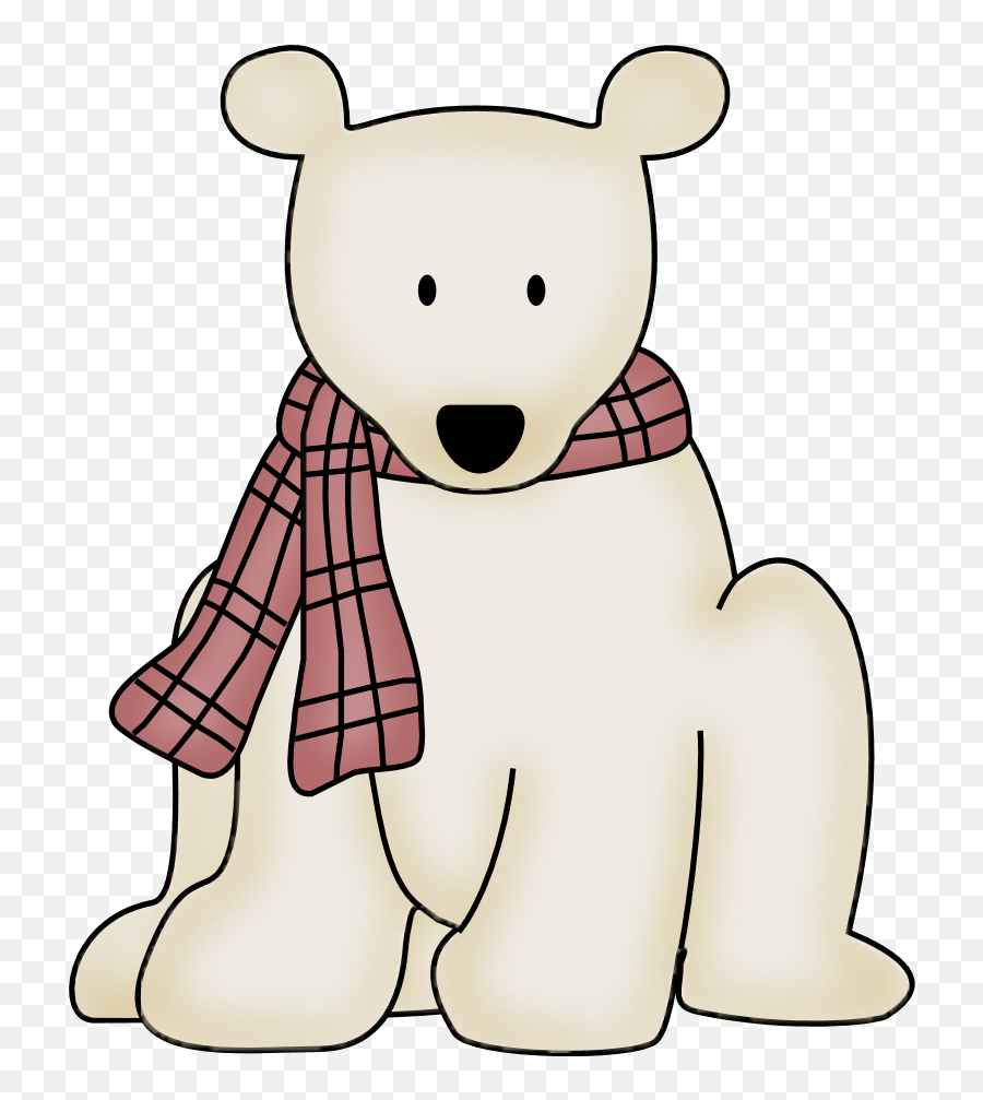 Drawing Of A Polar Bear In A Scarf - Polar Bear Cli Art Emoji,Ice Bear Showing Emotion