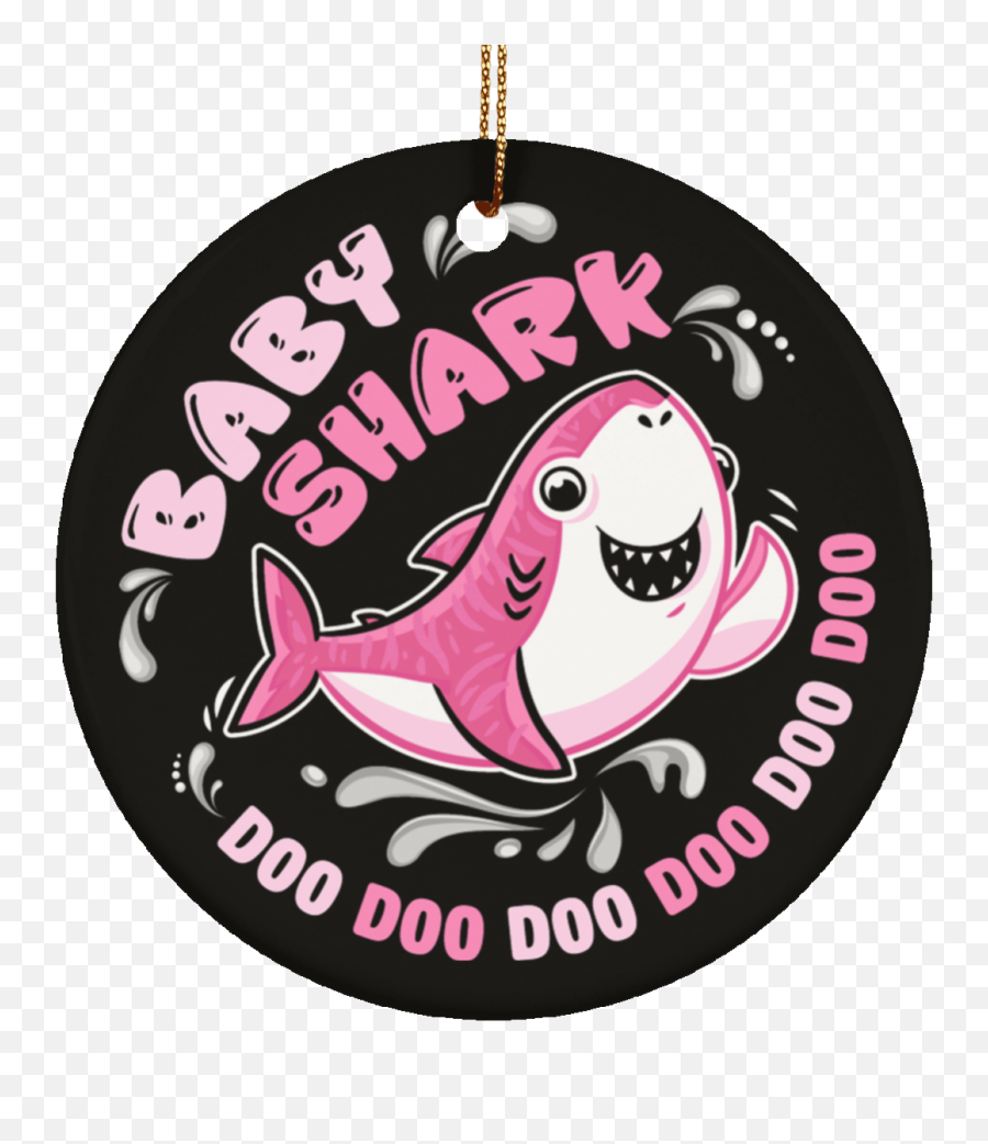Baby Shark Doo Doo Doo Pink Porcelain - Shark Emoji,Christmas Ornament Emotions