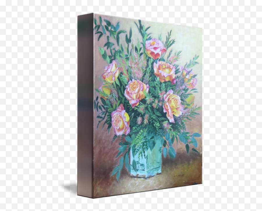 Vase Bouquet Painting - Bouquet Acrylic Painting Emoji,What Is The Emotion For Yellow Roses