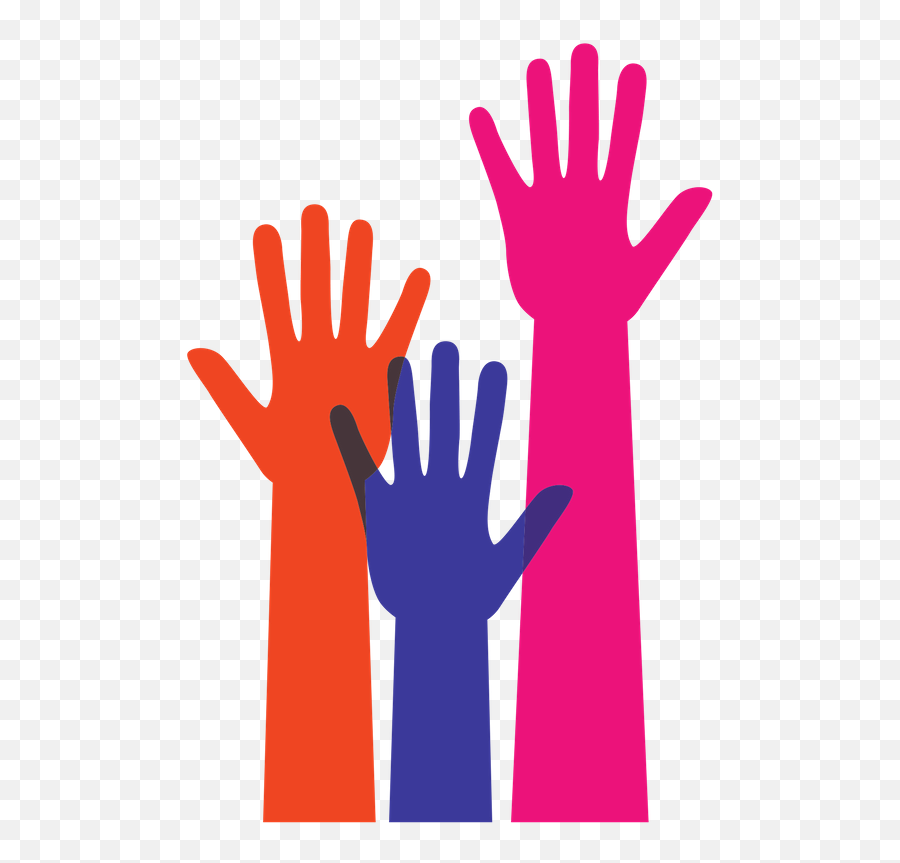 Orange Purple And Pink Raised Hands - Vector Graphics We Celebrate Our Similarities Emoji,Hands Up Emoji Vector