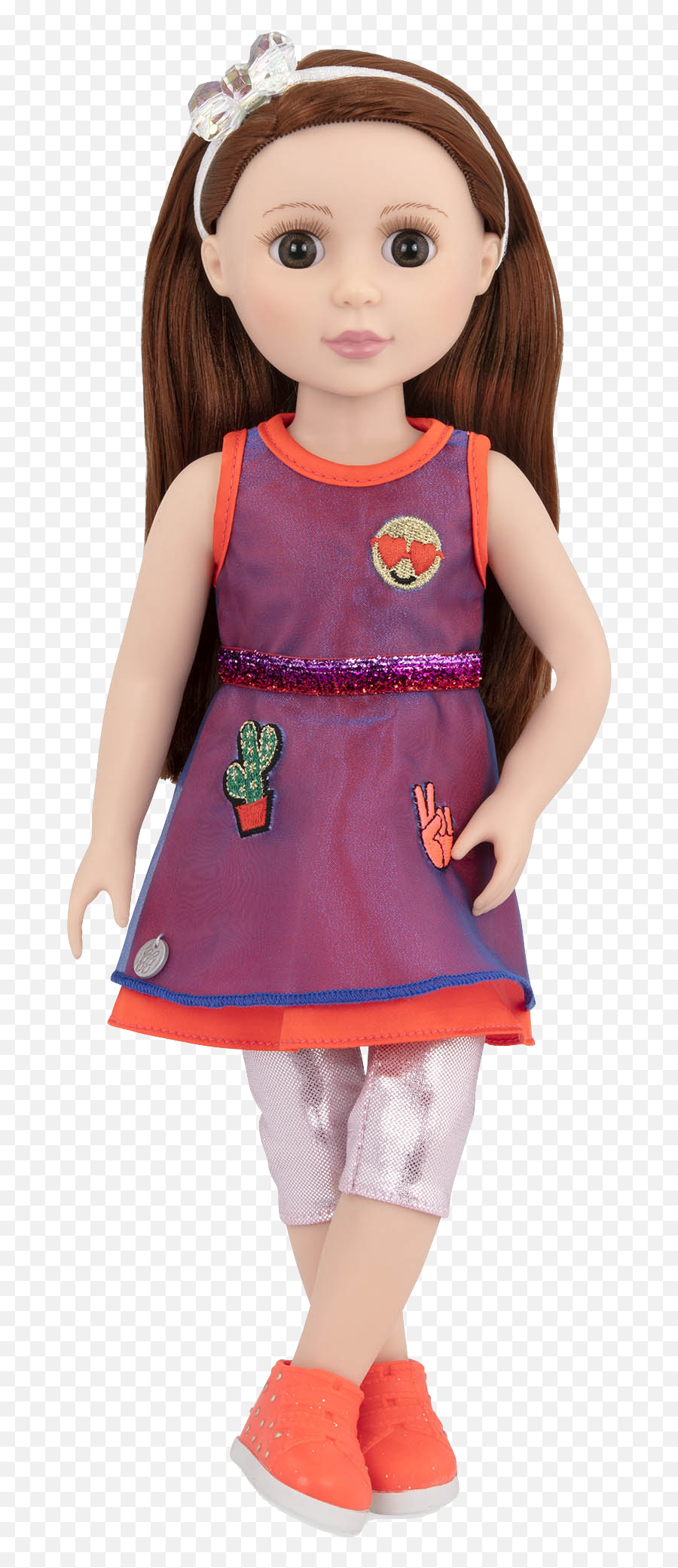 Bobbi 14 - Inch Posable Doll Long Dark Red Hair Glitter Girls Emoji,Girls Shoes, Red With Emojis