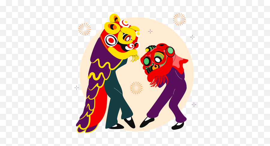 Lion Dance Icon - Download In Colored Outline Style Emoji,Lion Emoji Vector