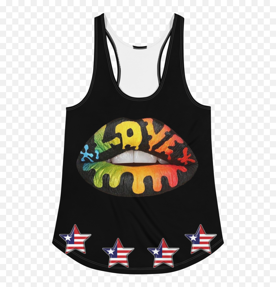 Love Liberia Black White Stripes Womenu0027s Racerback Tank Emoji,Black Woman Hand Raised Emoji