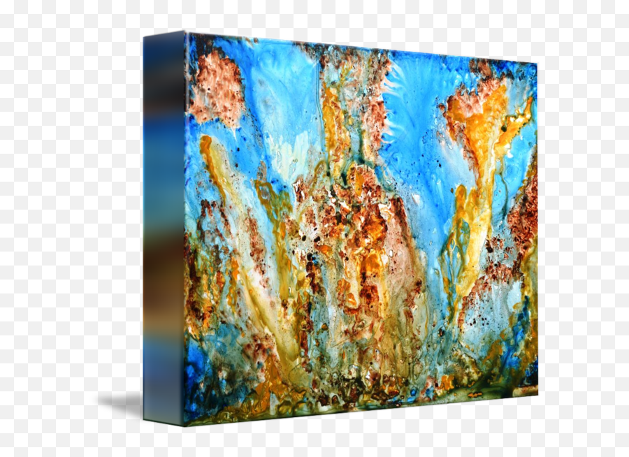 Rhapsody Abstract Painting Blue Brown - Vertical Emoji,Paintings That Evoke Emotion