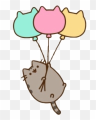 Pusheen Cat Balloons Balloon Sticker By Susi - Pusheen Cat With Balloons Emoji,Pusheen The Cat Emoji
