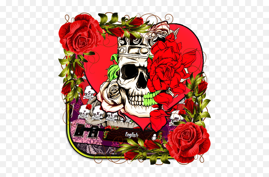 Red Rose Skull Keyboard Theme Google Play Review Aso - Bunga Mawar Dan Tengkorak Emoji,Red Rose Emoji