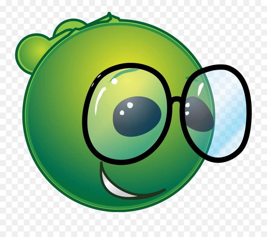 Smiley Green Alien Nerdy Clipart Free Download Transparent - Full Rim Emoji,Alien Text Emoticon