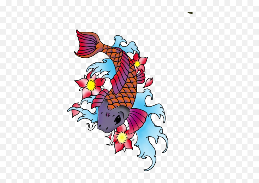Download Hd Fish Tattoos Free Png Image - Koi Fish Tattoo Coy Fish Tattoo Png Emoji,Emoji Tattoo