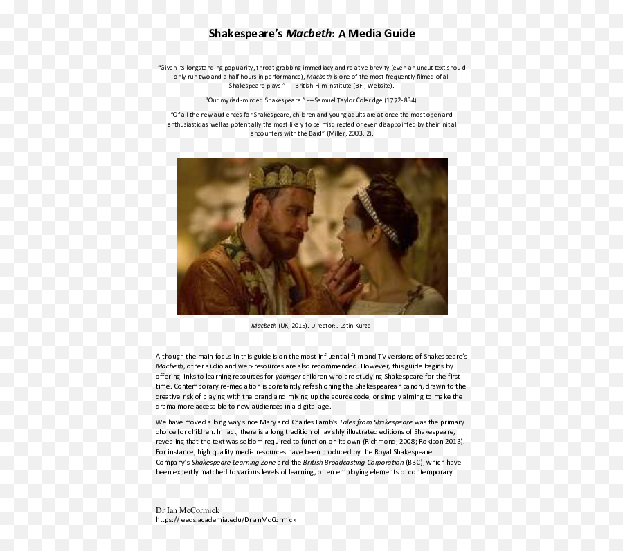 Pdf Macbeth A Media Guide Dr Ian Mccormick - Academiaedu Sharing Emoji,Tommy Tiernan Women And Emotions