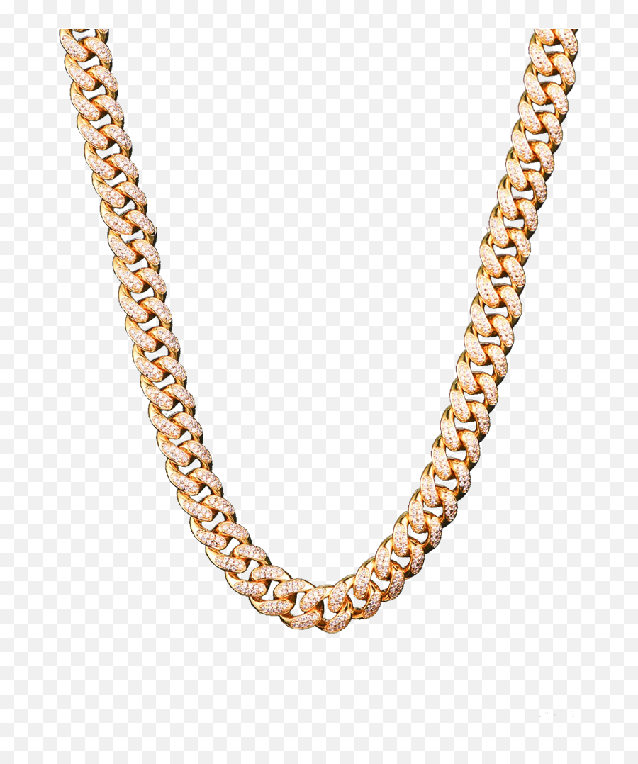 Download 12mm 14k Gold Iced Out Cuban - Transparent Background Diamond Chain Png Emoji,Cuban Emoji