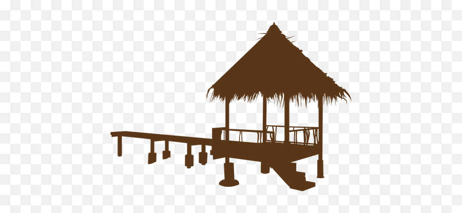Playa De Cabaña De Bambú Silueta - Descargar Vector Bamboo Hut Silhouette Emoji,Emoticon Rezando Fondo Transparente
