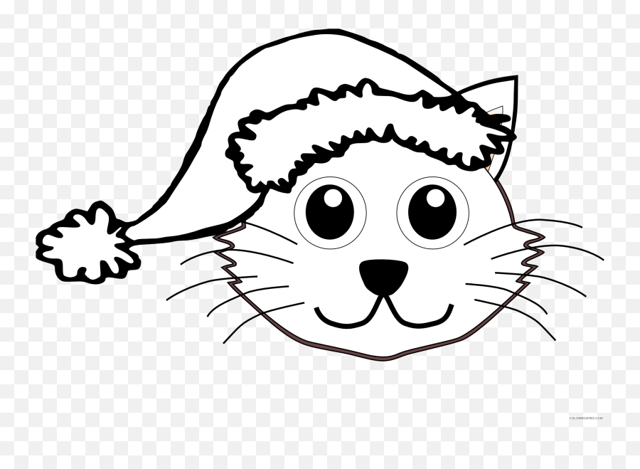 Cat Outline Coloring Pages Clipartist Cat Face Cartoon Santa - Santa Printable Coloring Pages Emoji,Kitty Face Emoji