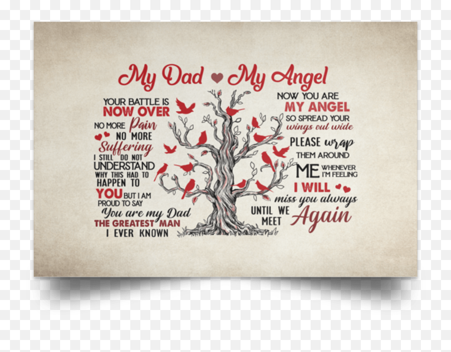 Cardinal My Dad My Angel Your Battle Is Now Over No More Pain Suffering Framed Canvas - Unframed Poster My Dad My Angel Canvas Emoji,What Kind Of Emotion Is When You Say I Love My Father