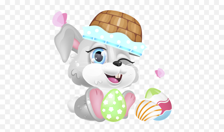 Best Premium Cute Rabbit Behind Decorated Easter Egg - Bunny Easter Emoji,Anime Rabbit Emojis
