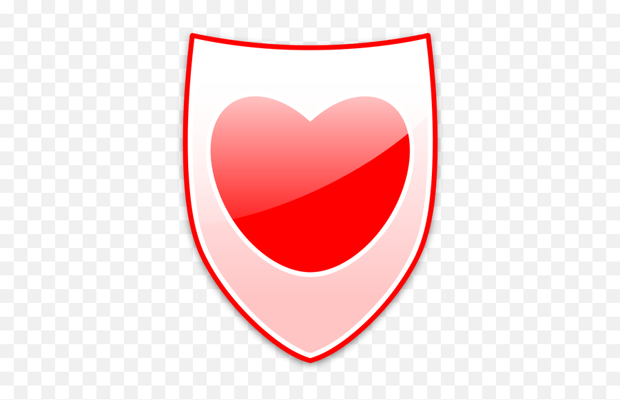 Vector Illustration Of Red Heart On A Shield Public Domain Emoji,Shield Emojio