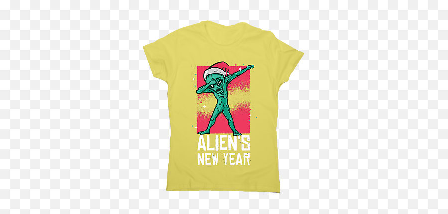 Dabbing Alien New Year Christmas Funny T - Shirt Womenu0027s Ebay Fictional Character Emoji,Alien Emoji Clothing