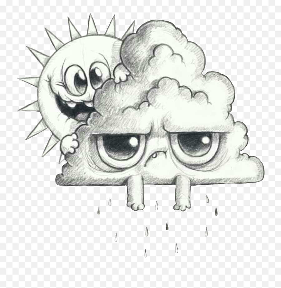 Cute Cloud Storm Emoji Sticker By Bobbie St Andre - Chris Ryniak Morning Scribbles,Emoji Sketch