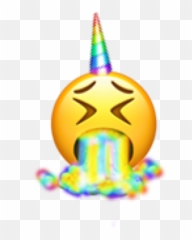 Unicorn Emoji Rainbow Vomit Yuck Sticker By - Exploding Head Emoji Iphone Top,Univcorn Emoji