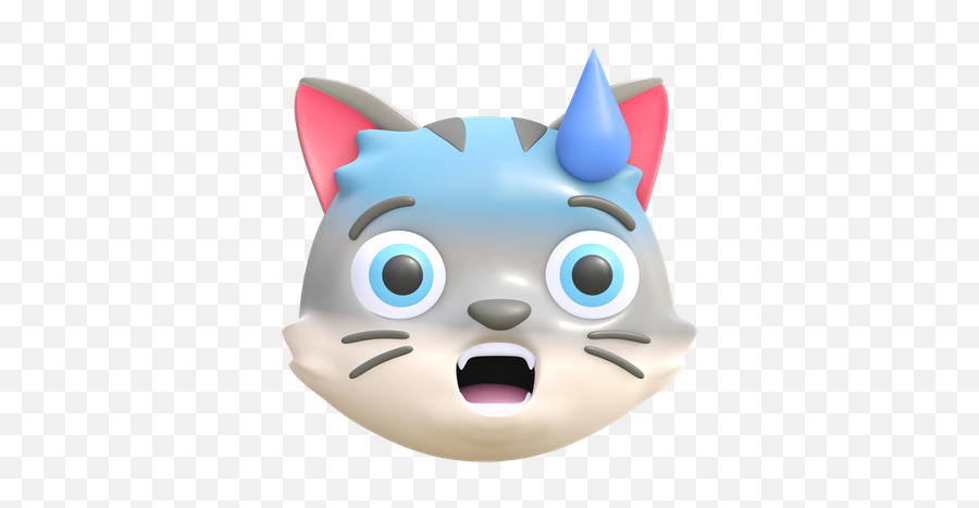 Premium Panic Cat Emoji 3d Illustration Download In Png Obj,