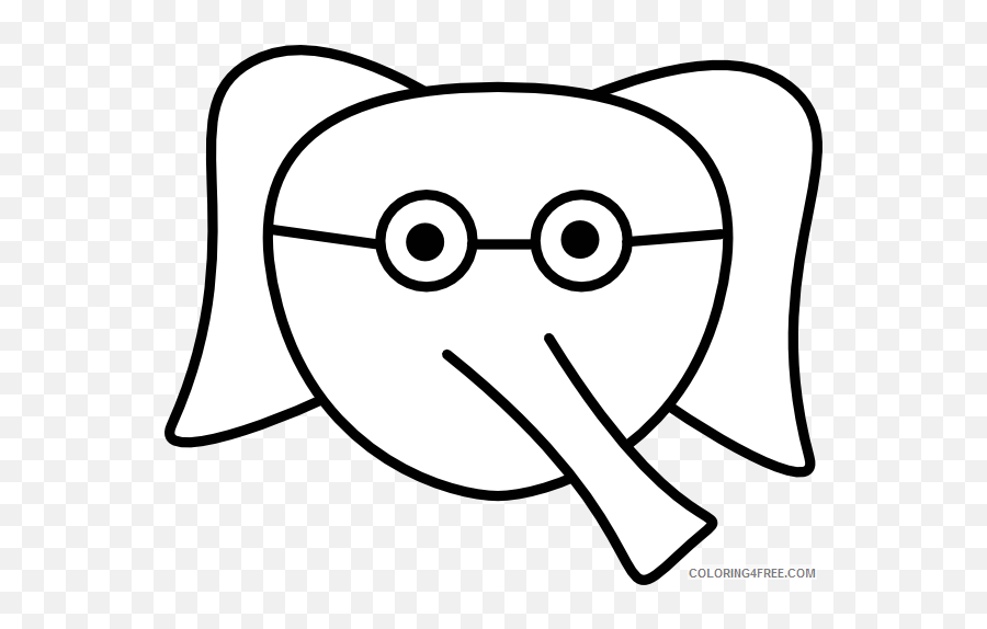 Elephant Face Coloring Pages Elephant - Dot Emoji,Boy Glasses Lightning Bolt Emoji