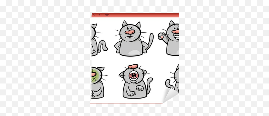 Cat Emotions Cartoon Illustration Set Wall Mural U2022 Pixers U2022 We Live To Change - Dot Emoji,Cat's Emotions