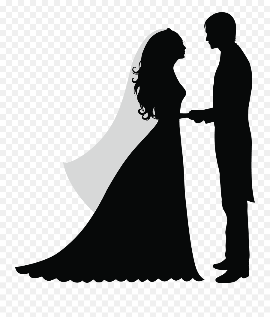 Images For Wedding - Wedding Couple Silhouette Emoji,Wedding Emoticon Black And White