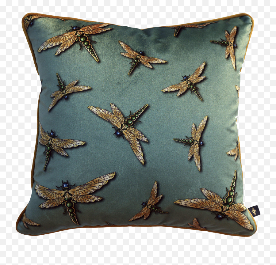 Dragonfly Swarm Sage Velvet Cushion - Velvet Dragonfly Cushion Emoji,Large Emotion Pillow