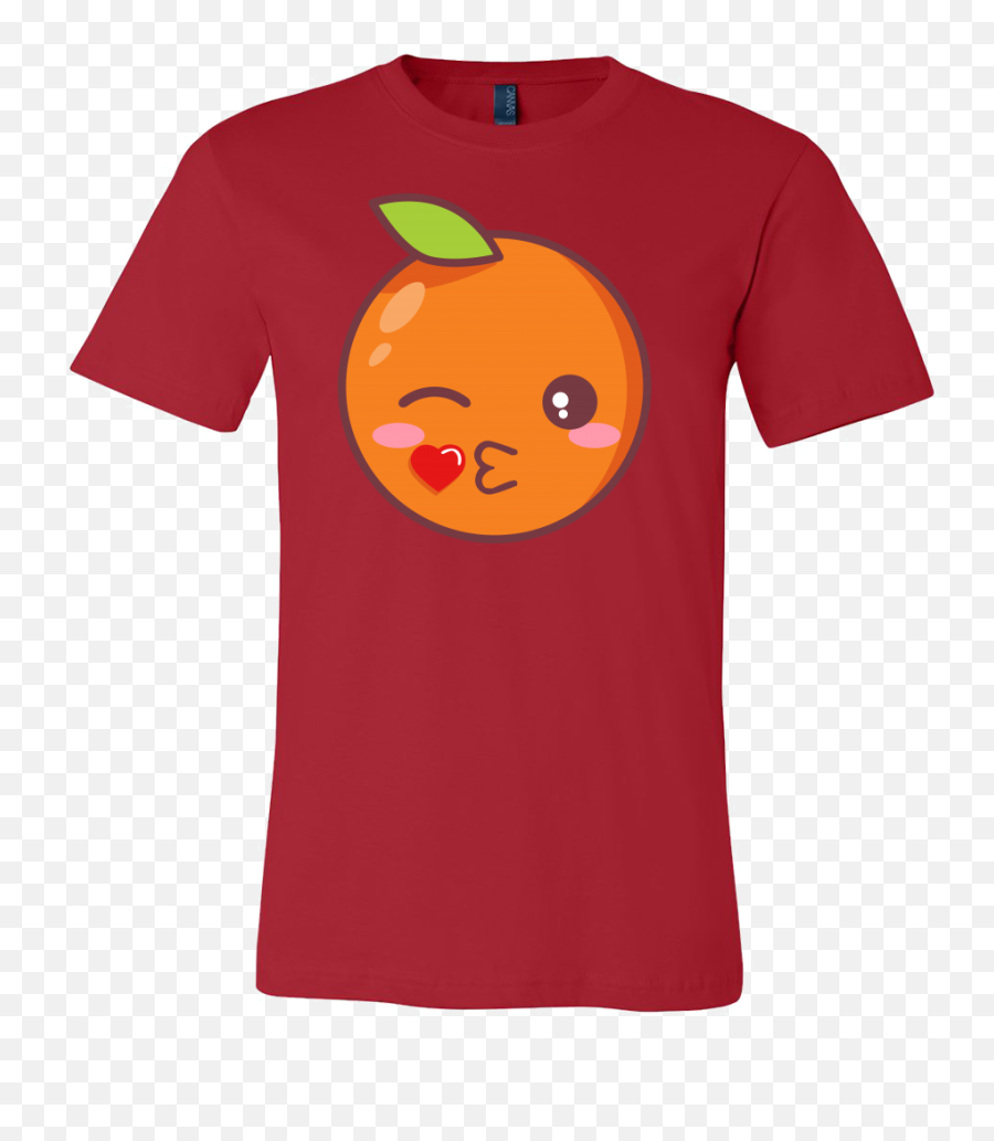 Funny Cartoon Fruit Feeling Mood Kissing Orange Face T - Shirt Busch Light Apple Shirt Emoji,Kissy Wink Emoticon