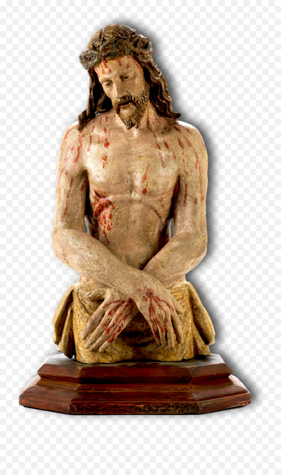 Rinascimento Fiammingo Fine 500 Ecce - Ecce Homo Sculpture Bois Polychrome Emoji,Roman Sculpture With Human Emotion