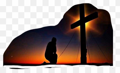 Man Kneeling Silhouette Cross Sticker By Kimmytasset - Kneeling At The Cross Emoji,Kneeling Emoji