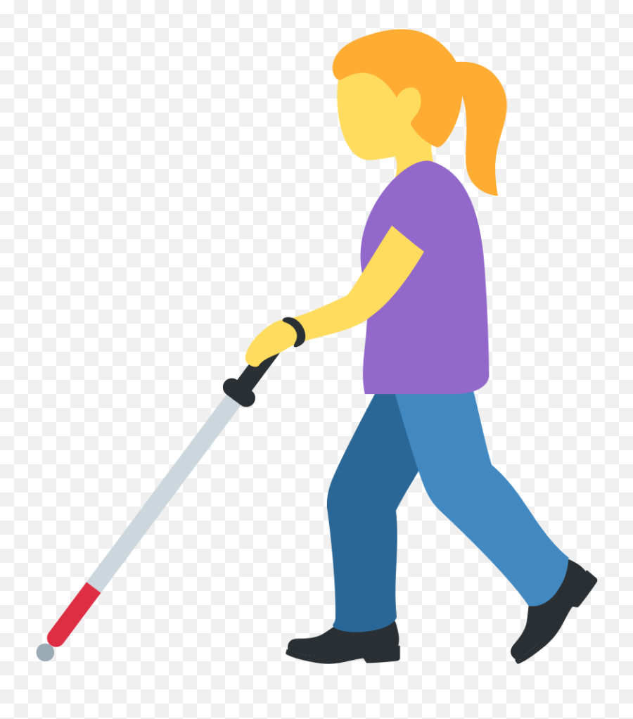 Woman With White Cane Emoji - White Cane Clipart,Blind Emoji