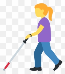 Woman With White Cane Emoji - White Cane Clipart,Blind Emoji