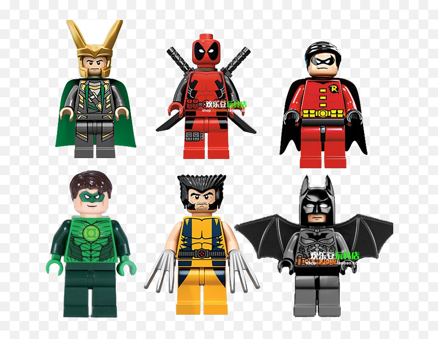 Deadpool Green Lantern Robin Wolverine Batman Minifigure - Figuras Deadpool De Lego Emoji,Deadpool Emojis