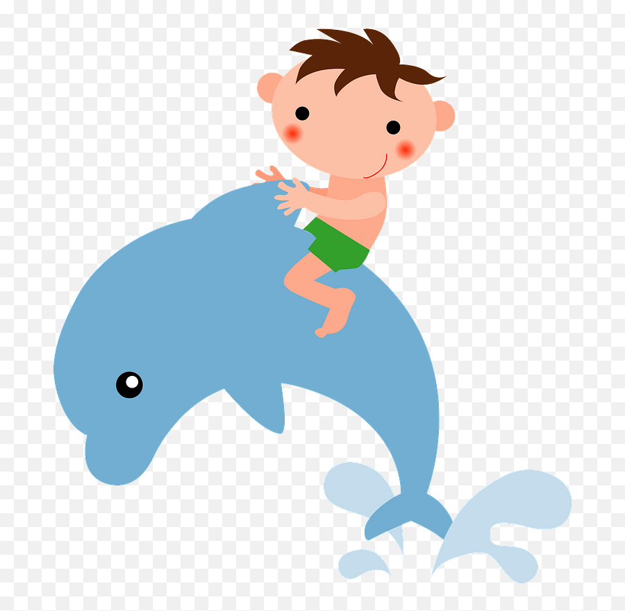 Boy Riding - Person Riding On A Dolphin Clipart Emoji,3 Dolphin Emoji