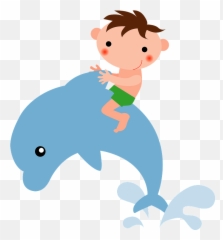 Boy Riding - Person Riding On A Dolphin Clipart Emoji,3 Dolphin Emoji