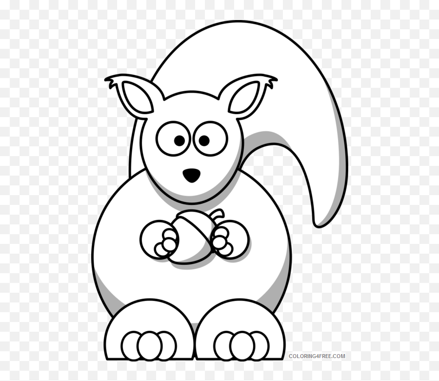 Squirrel Outline Coloring Pages Cute Squirrel Black And - Kangaroo Clipart Black And White Png Emoji,Funny Emoji Outline