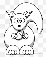 Squirrel Outline Coloring Pages Cute Squirrel Black And - Kangaroo Clipart Black And White Png Emoji,Funny Emoji Outline