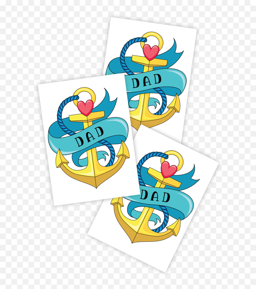 Dad Temporary Tattoos Set Of 3 Anchor Classic Style Tattoo - Temporary Tattoo Emoji,Super Stationery Set Emojis