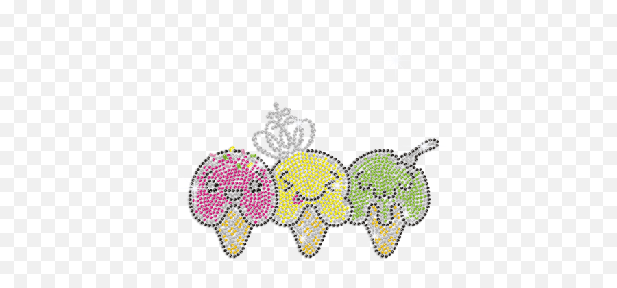 Three - Colored Neon Ice Cream Cone Iron On Rhinestud Transfer Emoji,Colored Emotion Art