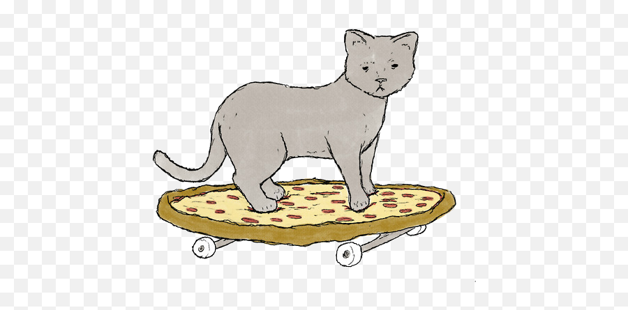 Pizza Cat Cat Puns Cat Stickers - Cat Riding Skateboard Emoji,Cat Tail Emotions