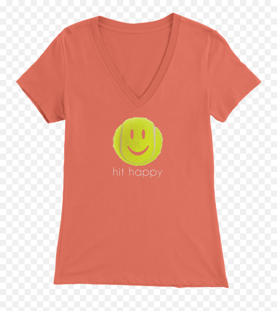Hit Happy - Bella Womens Vneck Tennis Tshirt Emoji,V: Emoticon Hit Happy - Bella Womens Vneck Tennis Tshirt Emoji,V: Emoticon