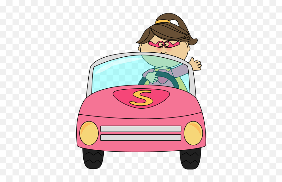 Superhero Girl Driving A Car Clip Art - Superhero Girl Girl With A Car Clipart Emoji,Girl Emotions Clipart