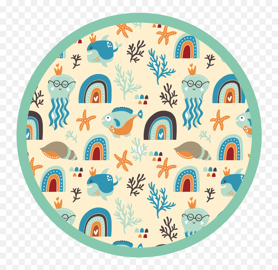 Underwater Cartoon Animals Kids Vinyl Carpet - Dot Emoji,Emoji Bathroom Rug