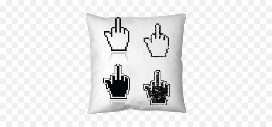 Pixelated Cursor Hand With Middle Finger Up Icons Set Throw Emoji,Flip Finger Emoticon