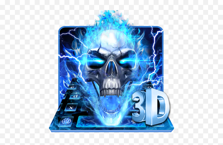 Horrible 3d Blue Flaming Skull Keyboard For Android - U Lâu La Emoji,Grim Reaper Emoji