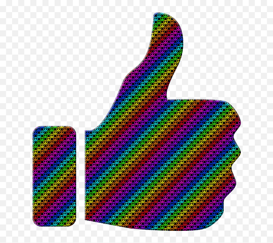Thumbs Up Hand Sign Gesture Hippie - Hippie Thumbs Up Rainbow Thumbs Up Emoji Transparent Background,Fonzie Emoji