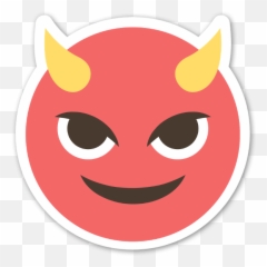 Devil Smiley Sticker - Angry Face Emoji With Horn,Metal Horns Emoji Facebook