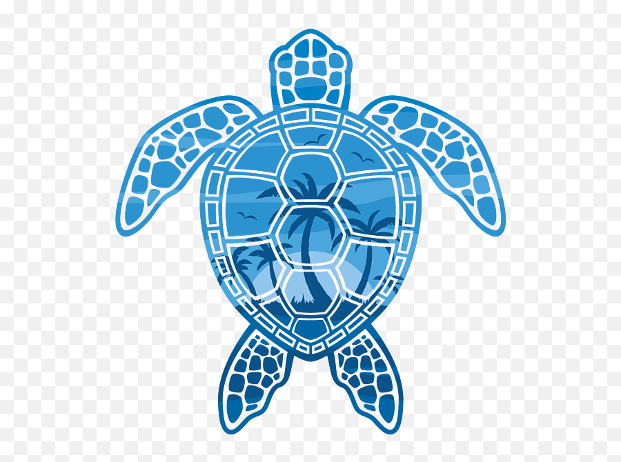 Tropical Island Sea Turtle Design In Blue T - Shirt Turtle Designs Emoji,Turtle Emoticon For Facebook