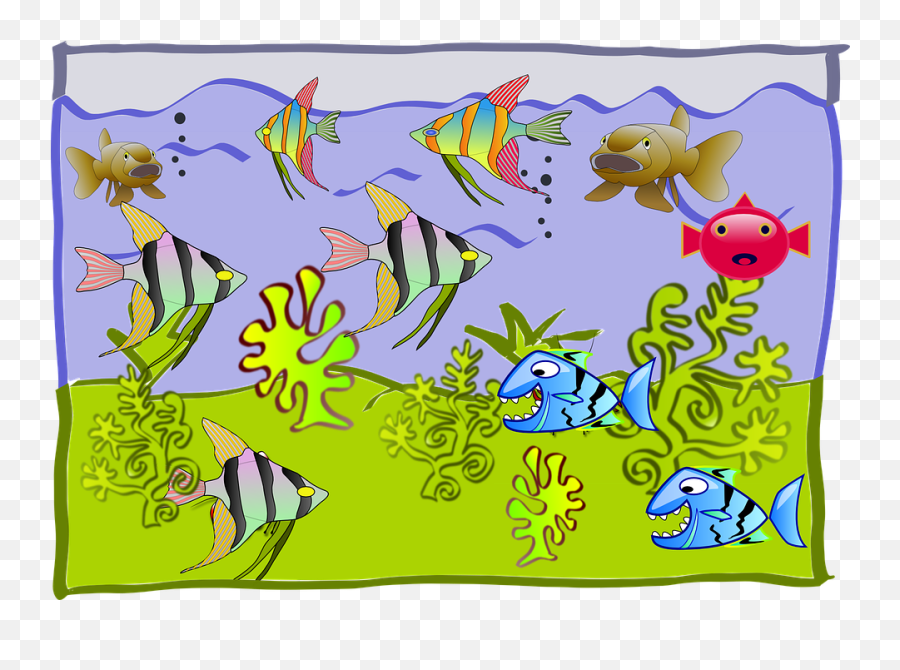 Download Drawing Of Fish Tanks Clipart - Aquarium With Fish Clipart Emoji,Tanks Emoji