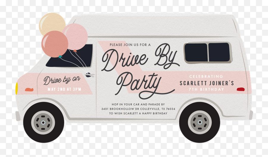 Drive By Parade Invitations Greenvelopecom - Commercial Vehicle Emoji,Emoji Birthday Party Invitations